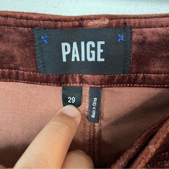NWOT PAIGE Brown Velvet High Rise Straight Leg Nellie Pants Size 29 - Picture 9 of 10